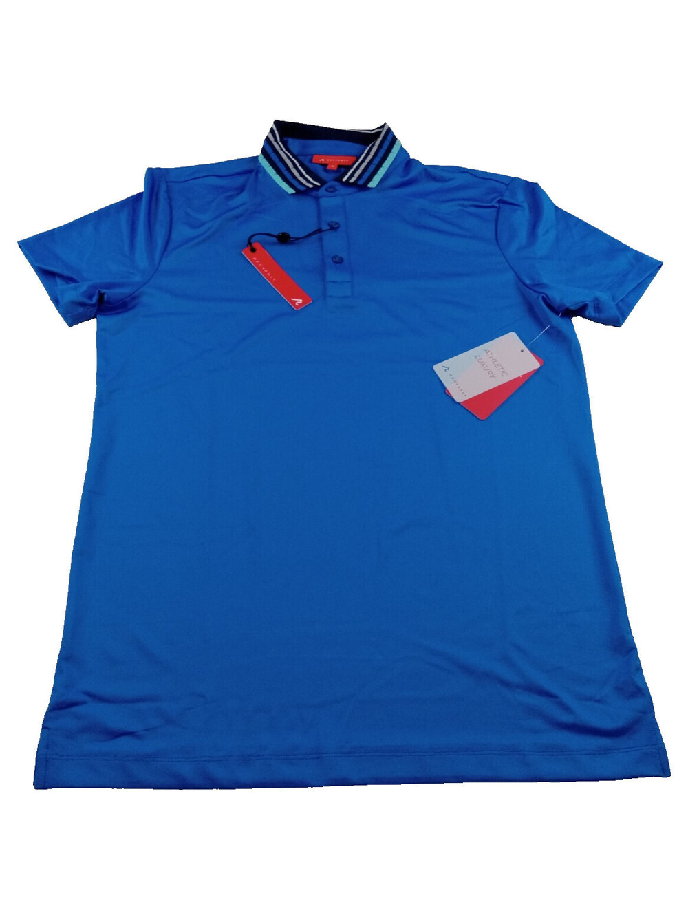 Redvanly Mael Polo Shirt Mens Small Blue Striped Collar Zip Performance Golf S
